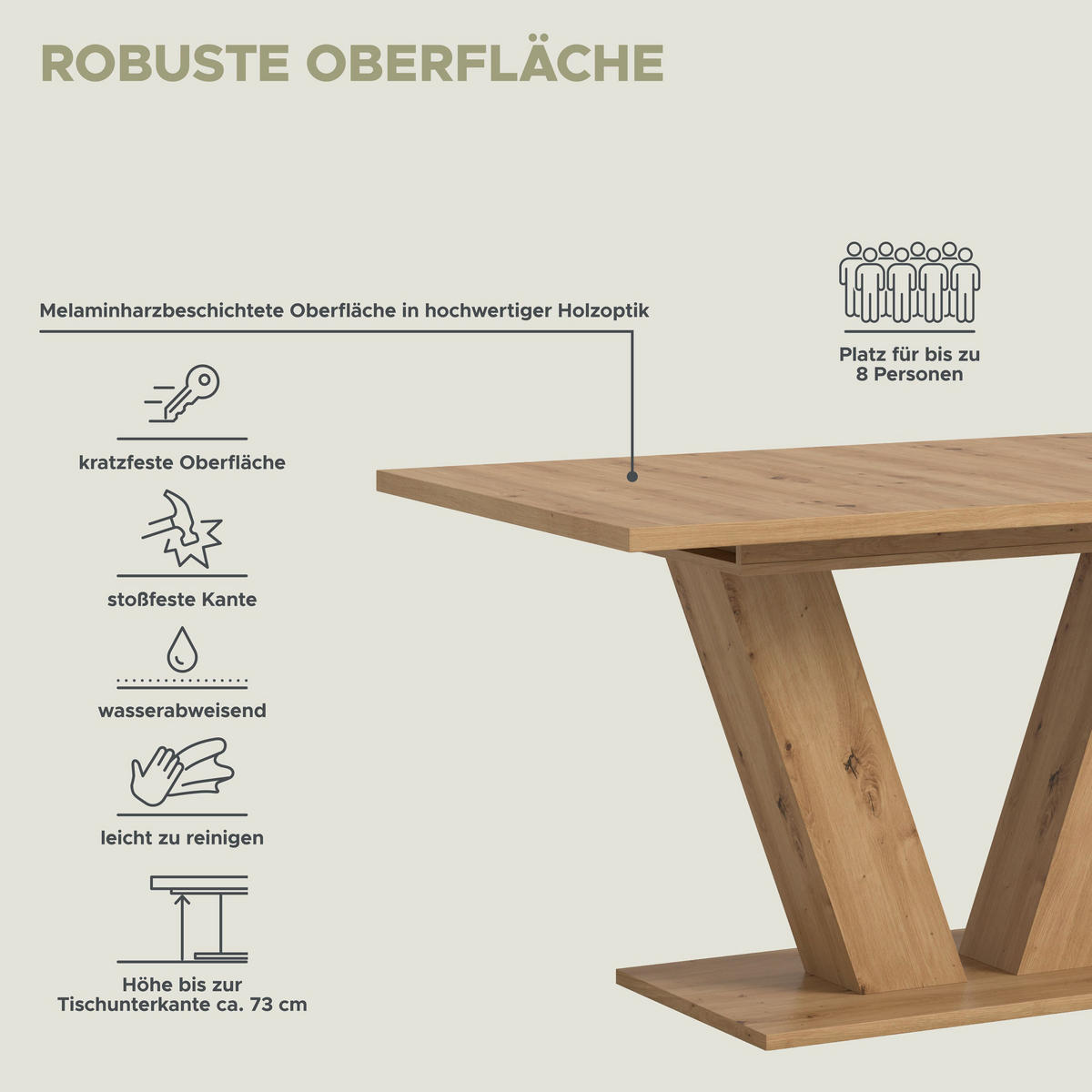 ESSTISCH Velo (B/H/T: ca. 150/76/90 cm) in Artisan Oak Nachbildung - Eiche Artisan, Holzwerkstoff (90/150/76cm)