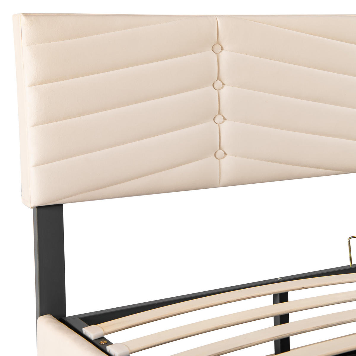 POLSTERBETT 160/200 cm Beige aus Samt mit Bettkasten - Beige, Textil (160/200cm) - OKMYHOME