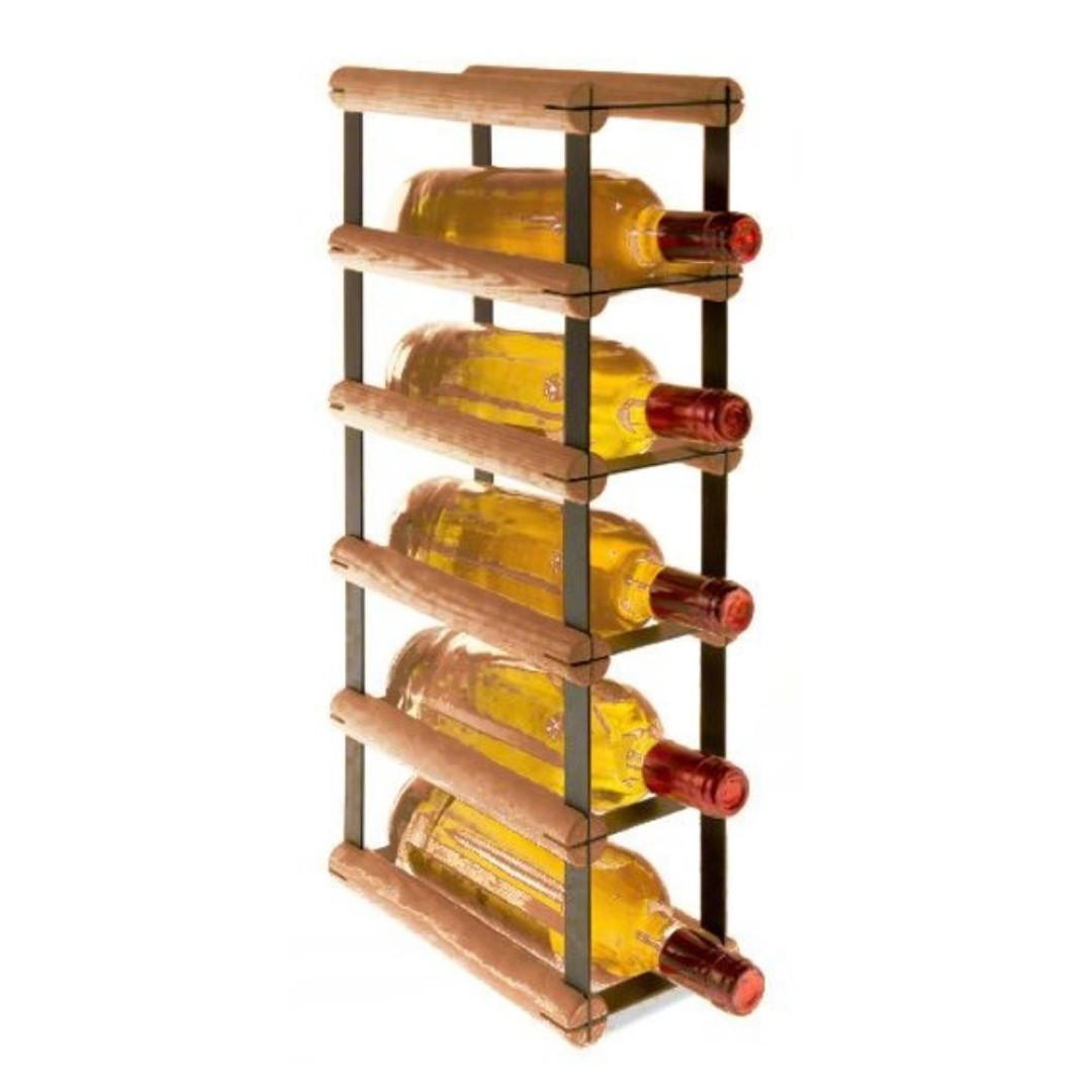 WEINREGAL Vinotega Mod Metal 52,5x12,5x24,5 cm 1x5 Flaschen Massives Kiefernholz Braun Geölt - Braun, Holz (12.5/52.5/24.5cm) - PROREGAL