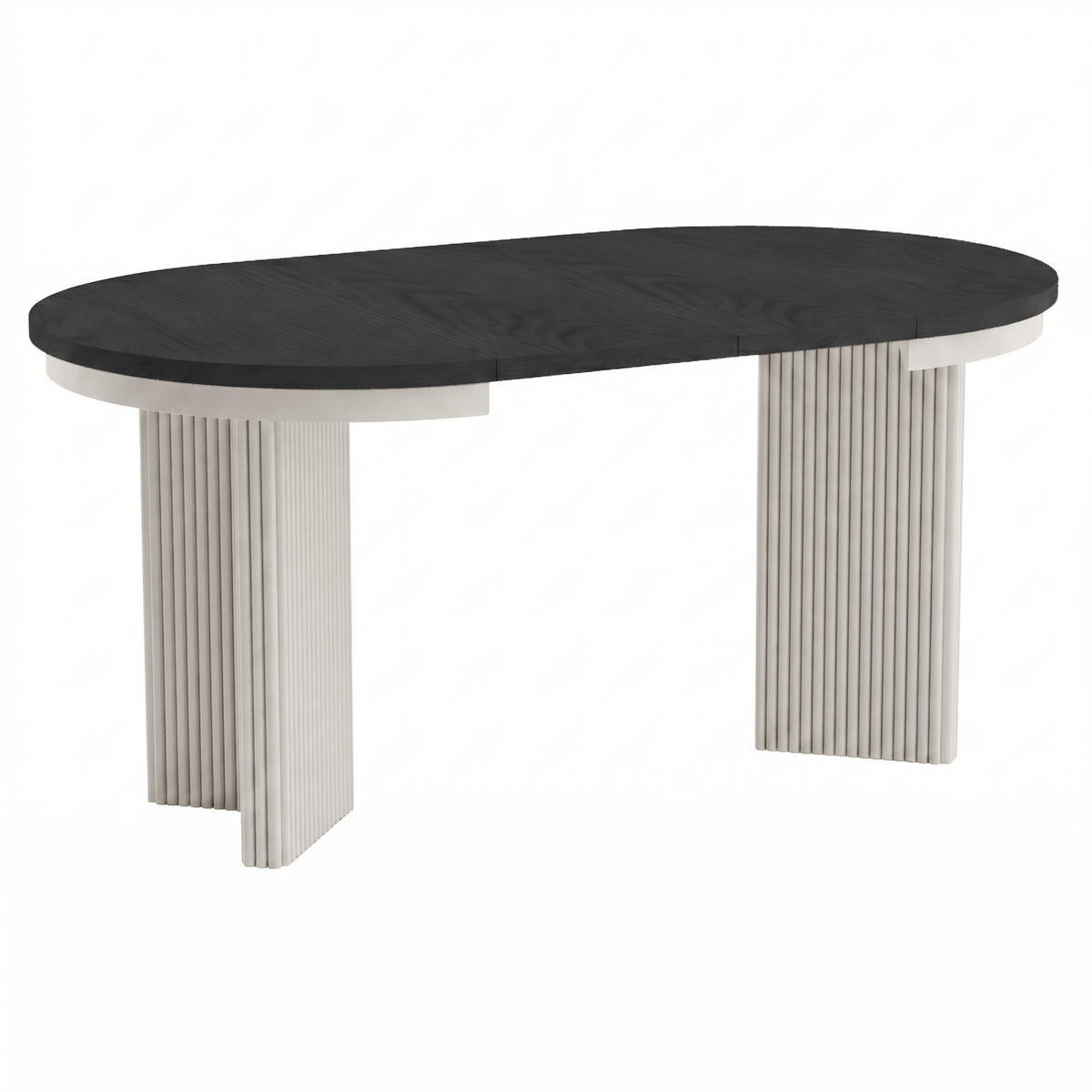 ESSTISCH Prestige runder Design-Tisch, ausziehbar Ø 100–180 cm, Schwarz+Kaschmir - Kaschmir/Schwarz, Metall (100/100/77cm) - Beautysofa