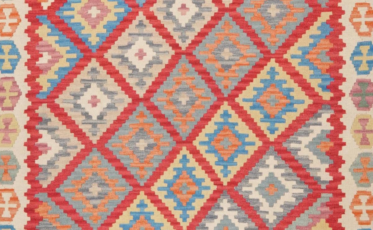 HANDWEBTEPPICH Kelim Gashgai Rot 354/261 cm Schurwolle - Rot, Textil (261/354cm) - Looma