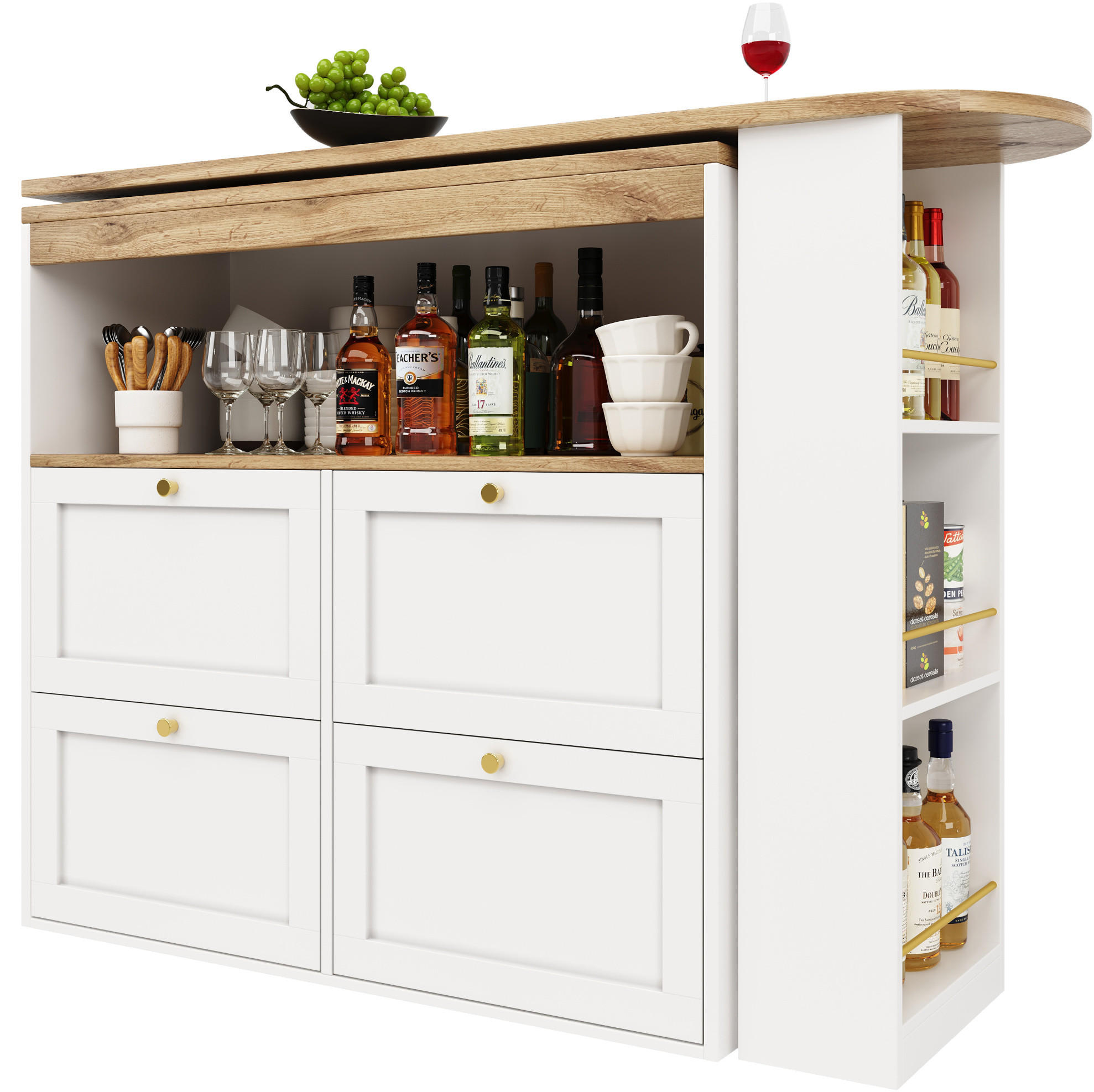 SCHRANK mit 4 Schubladen und Drehregal 105 x 39 x 102 cm Weiß - Weiß, Holz (39/104/204cm) - Beauniv