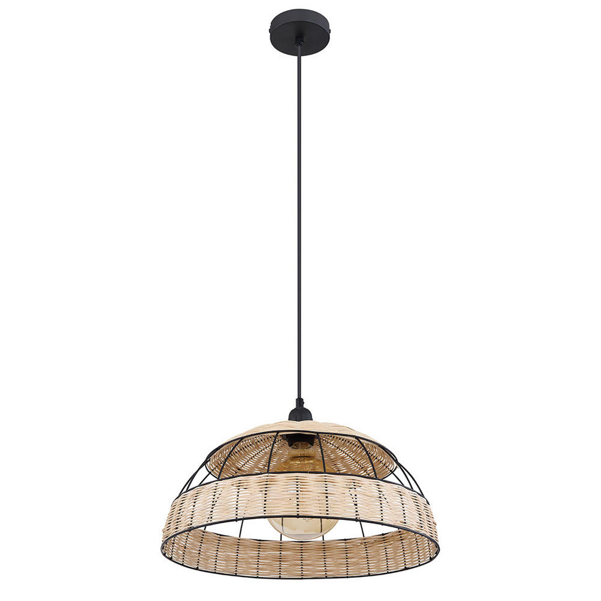 LED HÄNGELEUCHTE Rattan Braun Gitteroptik - Braun, Holz (40/40/120cm) - Globo Lighting