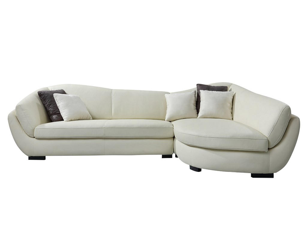 SOFA - 5 Personen - leder - elfenbeinfarben Caipi - Weiß, Leder/Holz (285/85/175cm) - Vente-Unique