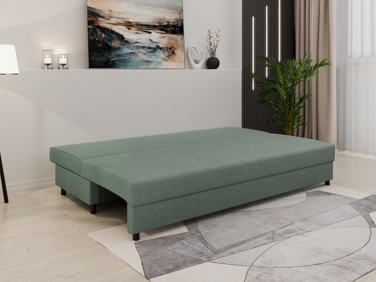 SCHLAFSOFA Facile mit Bettkasten – Moderne 2-in-1 Couch mit Stauraum, grün - Grün, Holz (194/48/71cm) - Panda Möbel
