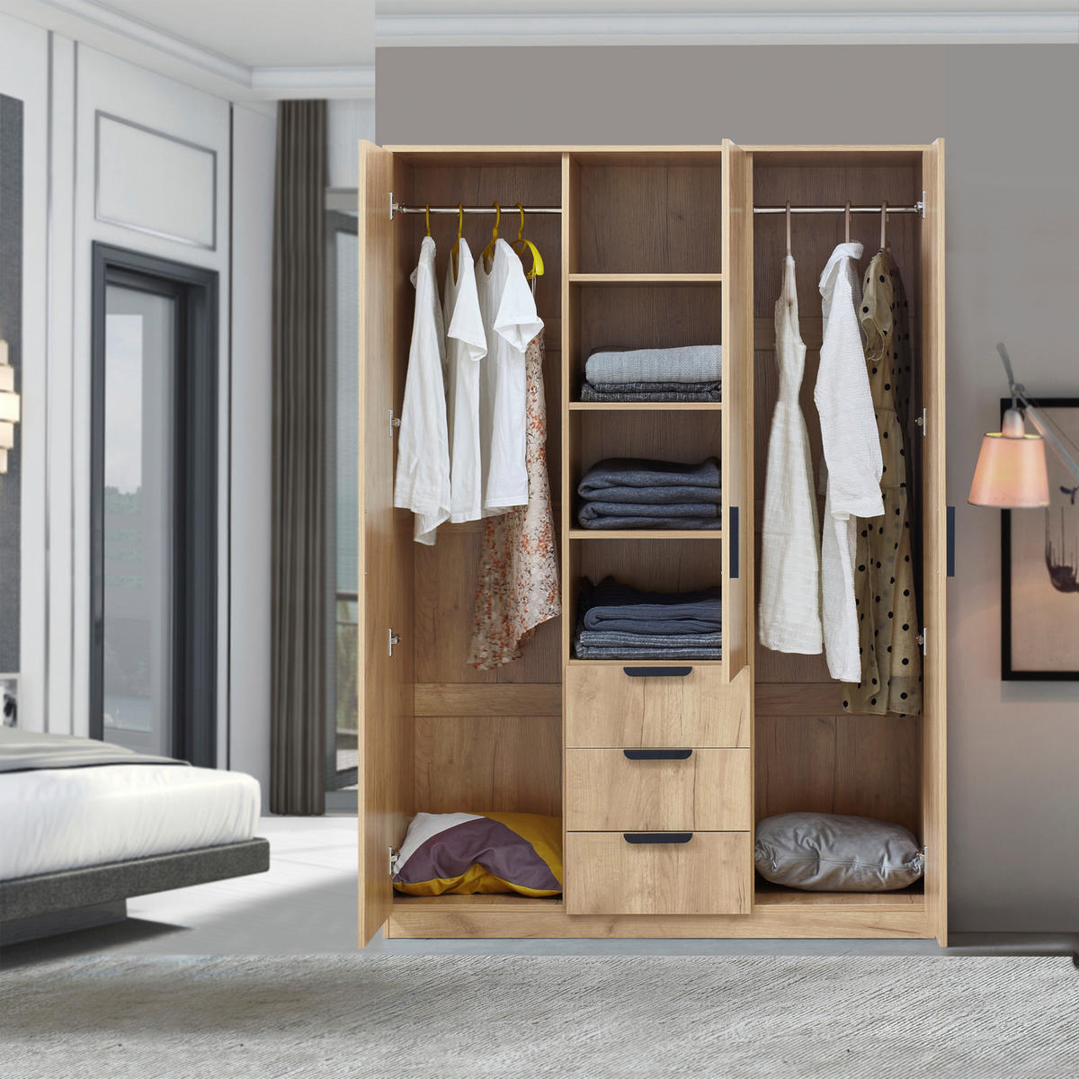KLEIDERSCHRANK Eiselfing - Eichefarben, Holzwerkstoff (120/176/52cm) - [en.casa]