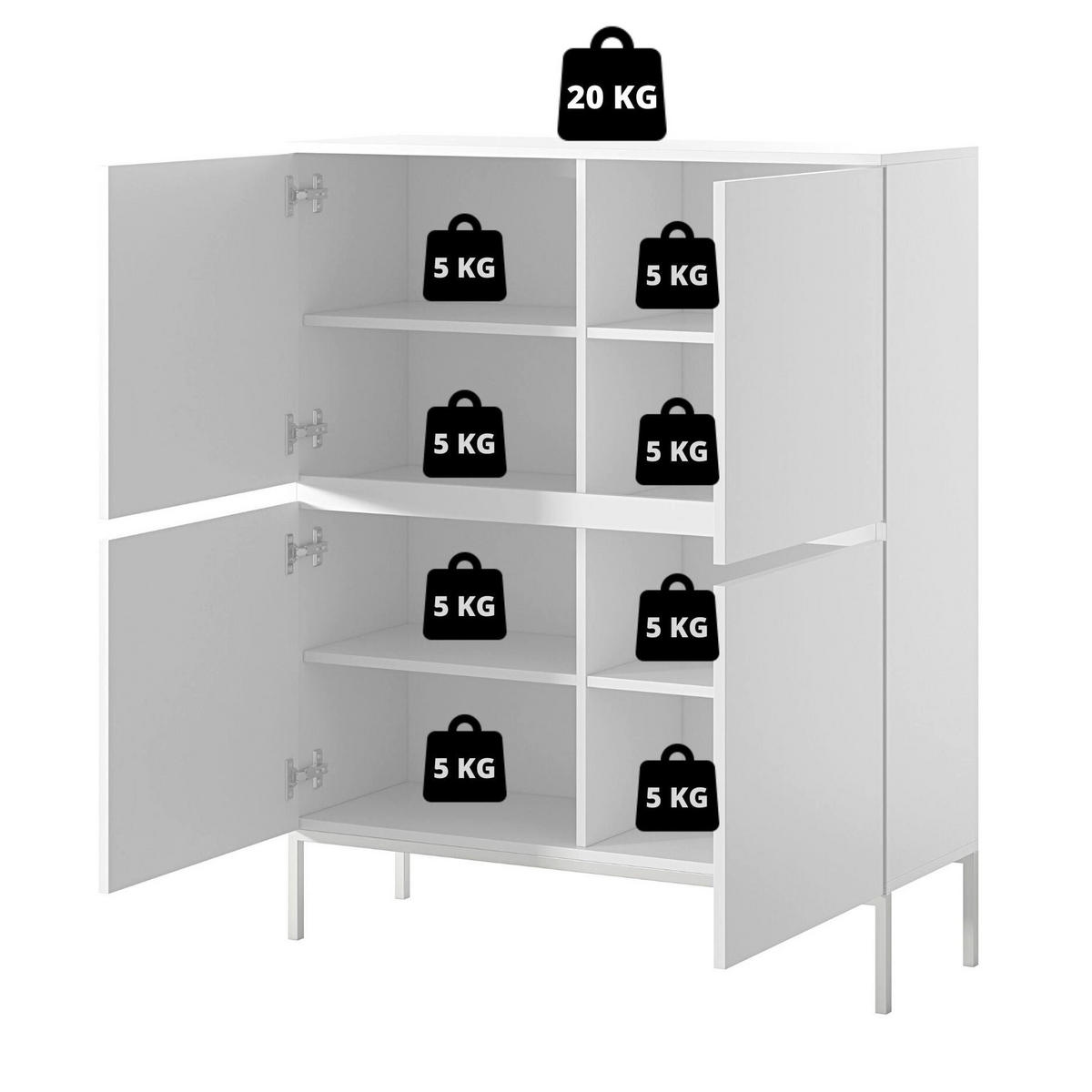 HIGHBOARD Bemmi béžová 100 cm - černá/béžová, kov/kompozitní dřevo (100/118/35cm) - Selsey