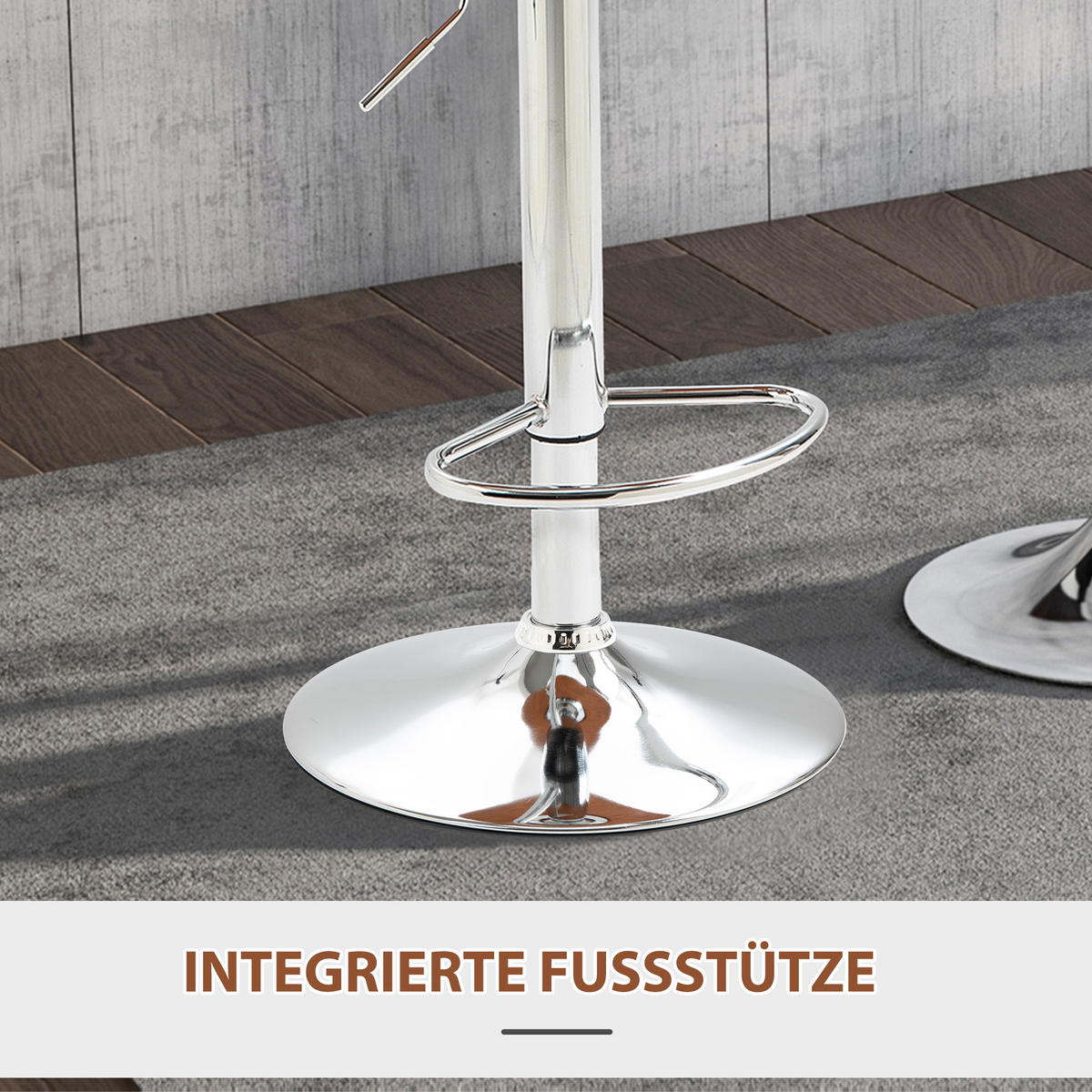 2ER-SET Barhocker mit Fußstütze Barstuhl höhenverstellbar drehbar Kunstleder - Schwarz, Kunststoff (53.5/85/46cm) - HOMCOM