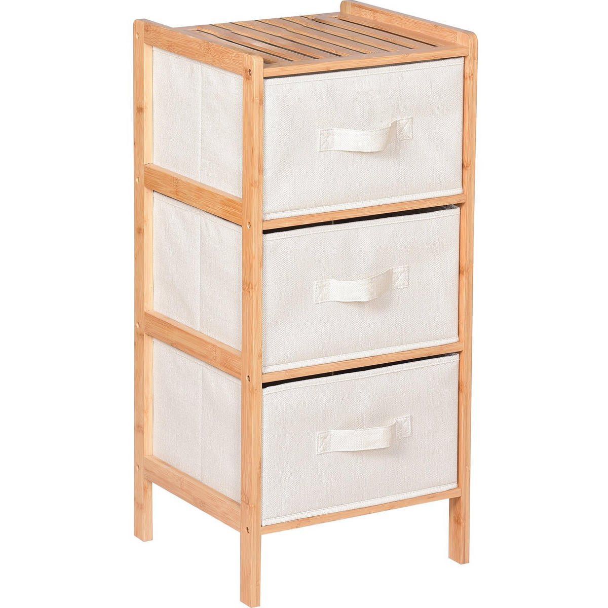 BADEZIMMERSCHRANK Bambus Stoff Beige Natur 37/35/79 cm - Naturfarben, Holz/Textil (37/79/35cm) - Begryf