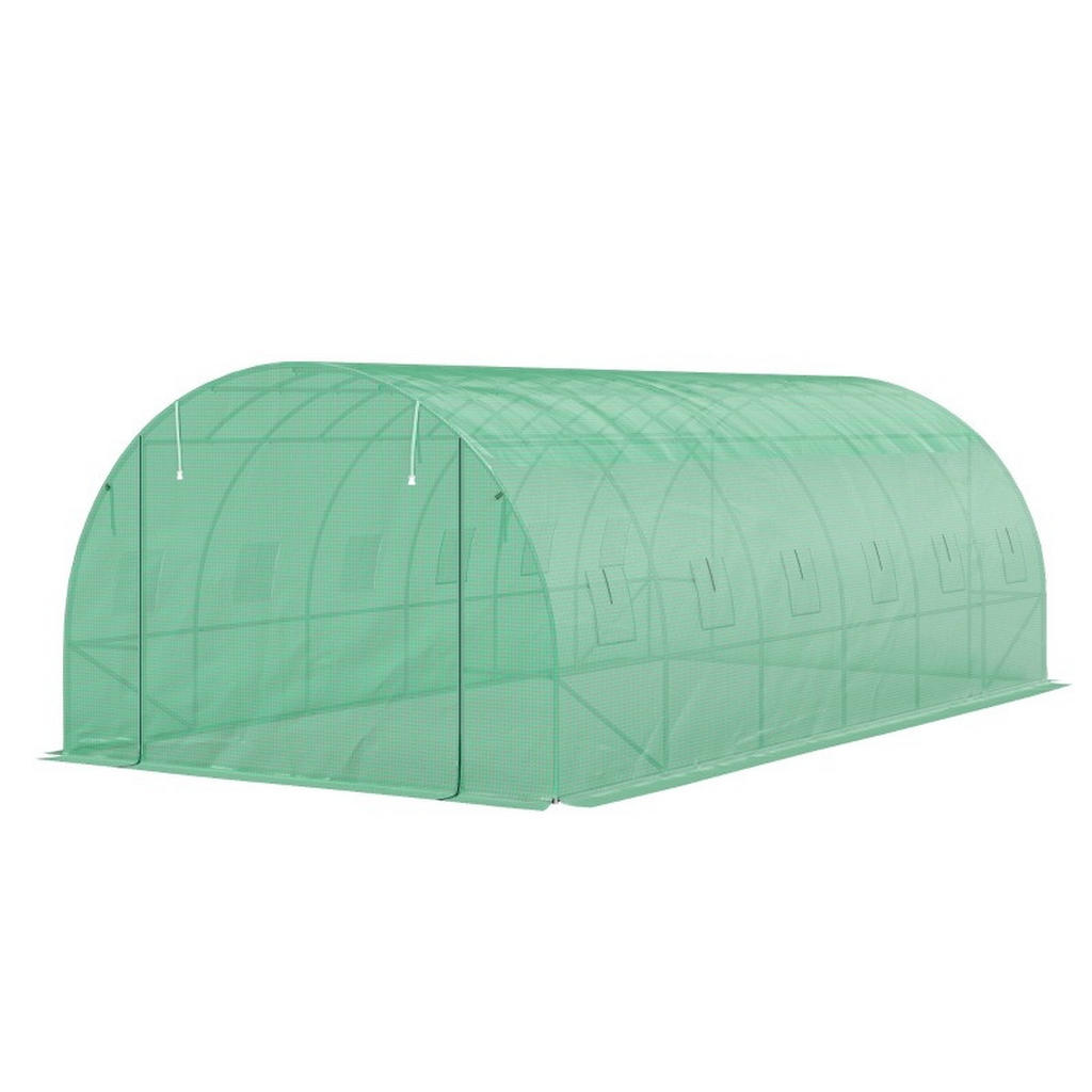 Modfu FÓLIOVNÍK z plastu 600x300x197 cm zelený s rolovacími dveřmi a okny, zesíleným krytem a stabilní konstrukcí