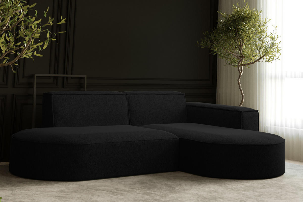 ECKSOFA MODENA L STUDIO Stoff Verita Anthrazit Rechts - Schwarz, Holz (236/165cm) - Kaiser Möbel