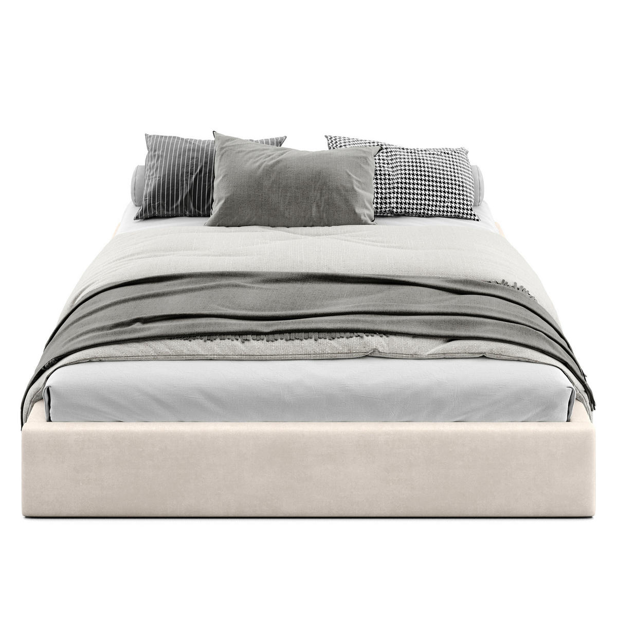 POLSTERBETT 180x200cm Bett mit Stauraum Lattenrost Creme - Creme, Holz/Holzwerkstoff (180/200cm) - Muralo