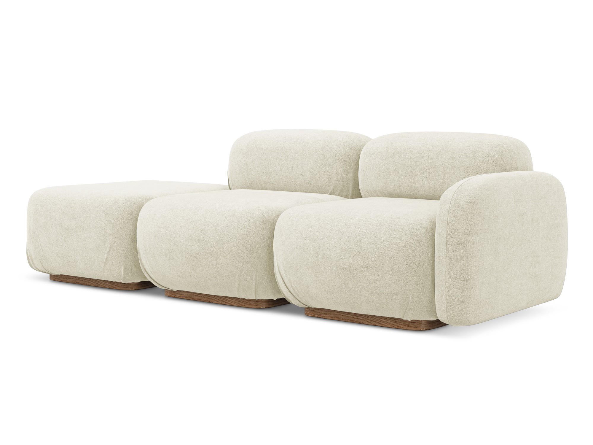 3-SITZER SOFA Links Bouclé Stoff Weiß - Weiß/Braun, Holz/Textil (258/73/258cm) - Makamii