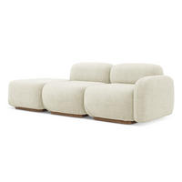 3-SITZER SOFA Links Bouclé Stoff Weiß - Weiß/Braun, Holz/Textil (258/73/258cm) - Makamii