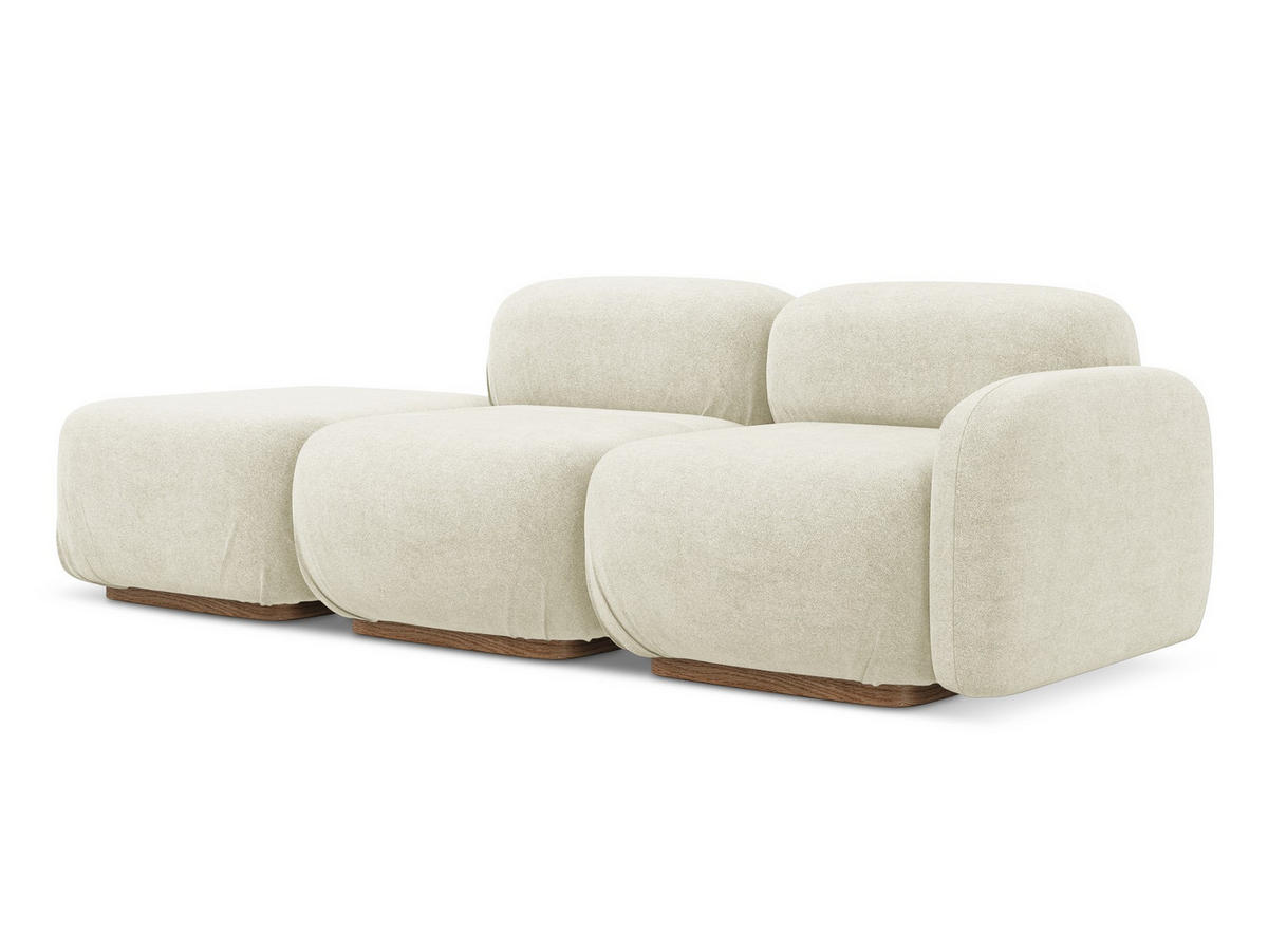 3-SITZER SOFA Links Bouclé Stoff Weiß - Weiß/Braun, Holz/Textil (258/73/258cm) - Makamii