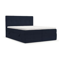 BOXBETT Mireo 140/200 cm Marineblau im Riva Stoff - Schwarz/Dunkelblau, Holz/Holzwerkstoff (140/200cm) - AltaBeds