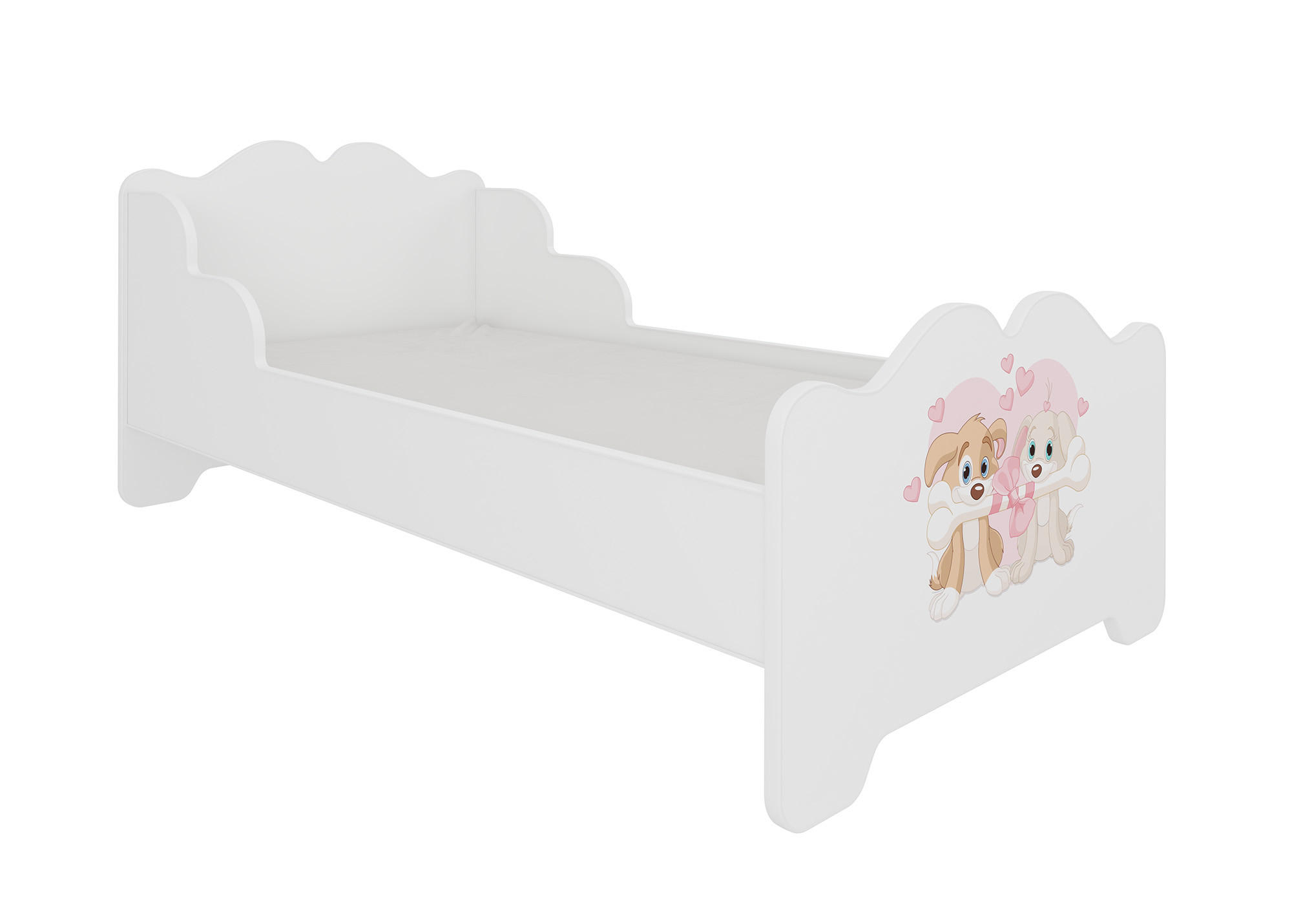 KINDERBETT Ximena 164 / 88 / 63cm weiß / Hunde - Beige/Weiß, Holz/Holzwerkstoff (80/160cm) - Feldmann-Wohnen