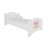 KINDERBETT Ximena 164 / 88 / 63cm weiß / Hunde - Beige/Weiß, Holz/Holzwerkstoff (80/160cm) - Feldmann-Wohnen