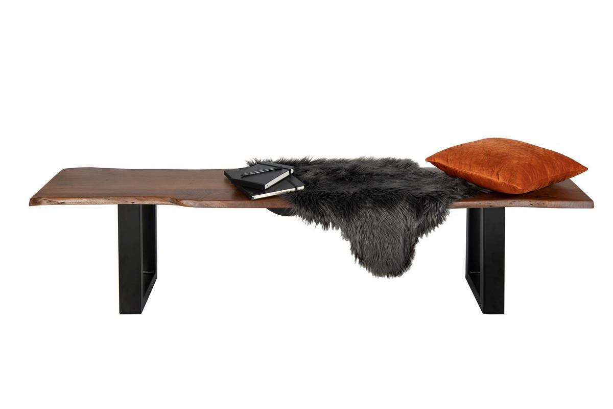 SITZBANK NOAH - Schwarz/Braun, Holz/Metall (220/47/42cm) - SAM