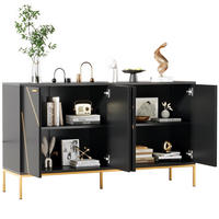 SIDEBOARD 150/40/80 cm aus Spanplatte mit verstellbaren Einlegeböden Schwarz - Schwarz, Holzwerkstoff (150/80/40cm) - Modenvie