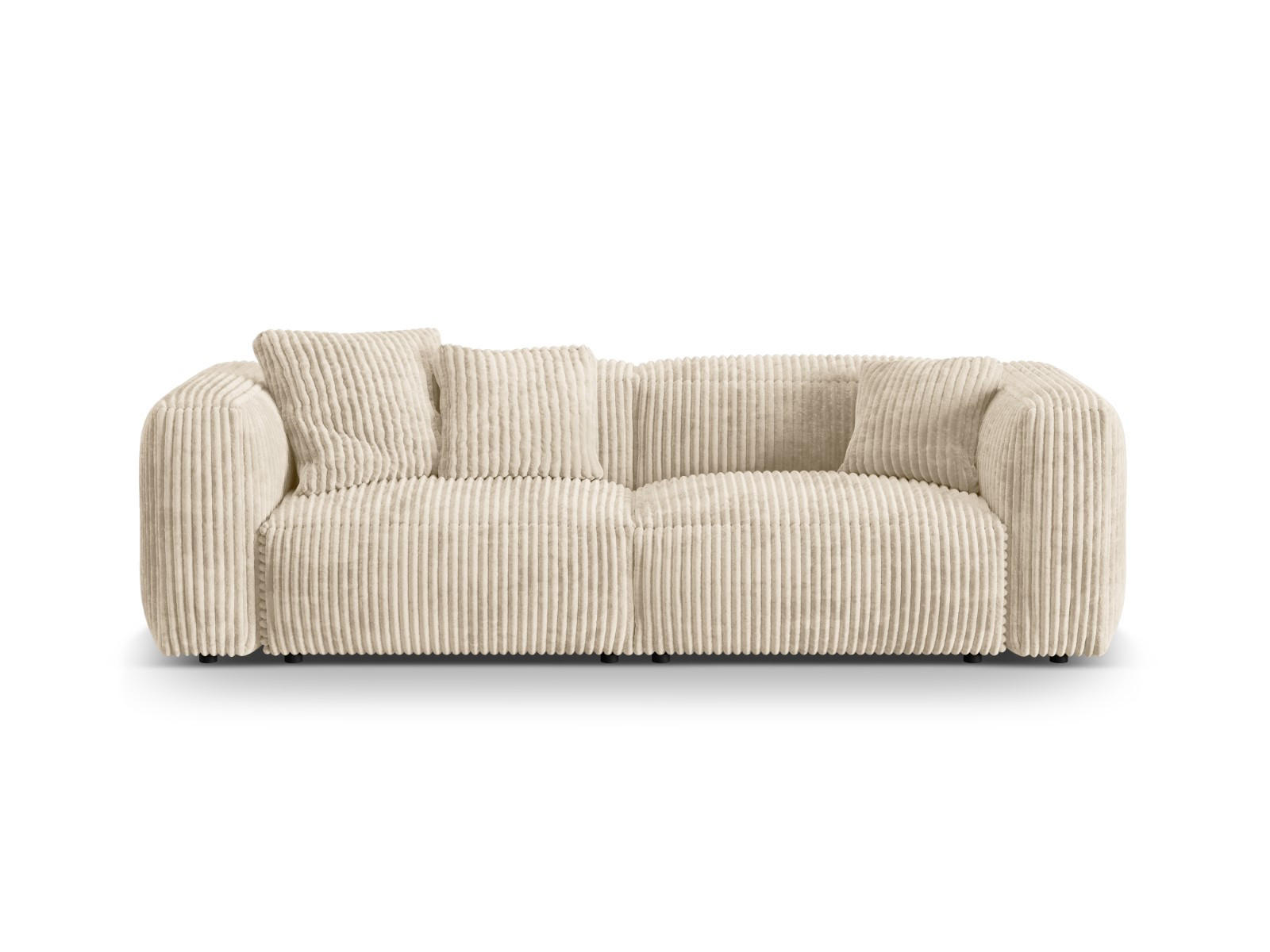 SOFA modular Martina aus Cord leichtes beige 3 Sitzplätze - Creme, Textil (106/75/240cm) - Micadoni