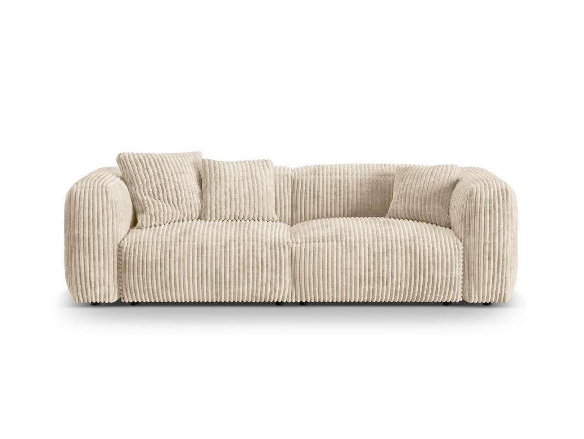 SOFA modular Martina aus Cord leichtes beige 3 Sitzplätze - Creme, Textil (106/75/240cm) - Micadoni