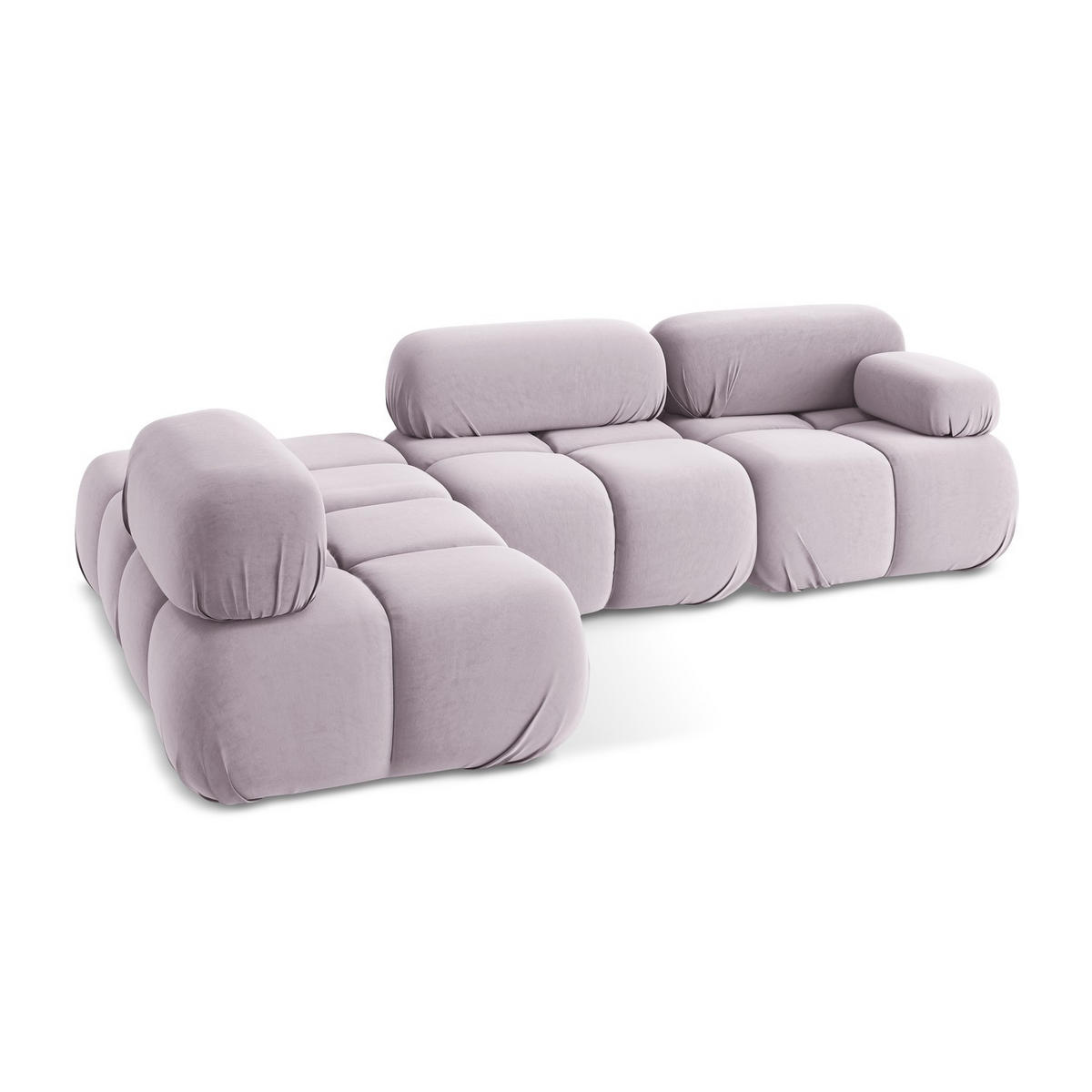 ECKSOFA Links Samt Stoff Violett - Lila/Flieder, Kunststoff/Textil (190/285cm) - LaMiaSofa