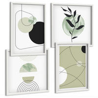BILDER SET 4er Set - 50x50 cm & 40x60 cm Weißer Rahmen - Abstrakte Formen und Farben - Weiß, Kunststoff (50/50cm) - TULUP