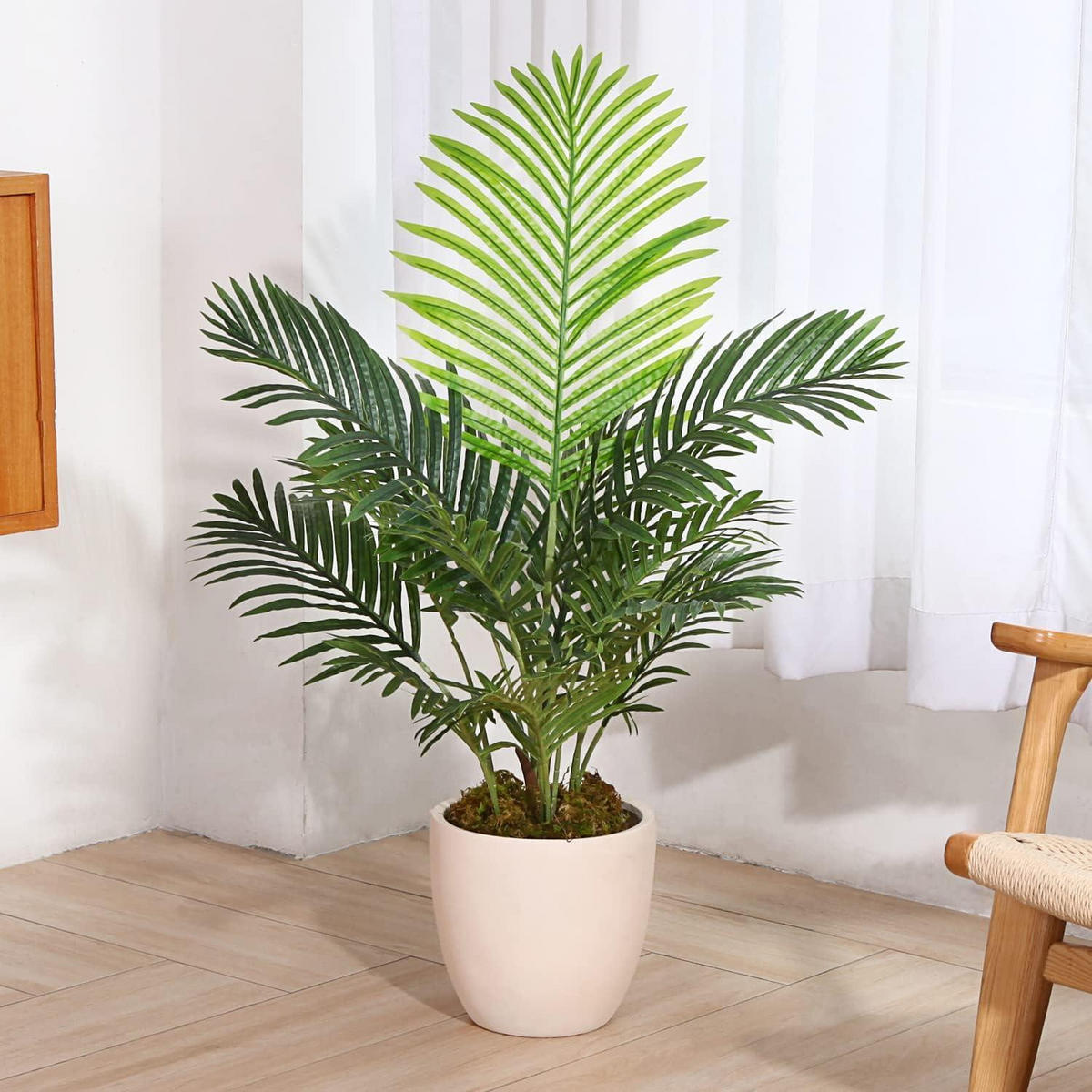 KUNSTPALME 90 cm 2-teiliges Set - Grün, Kunststoff (15.5cm)
