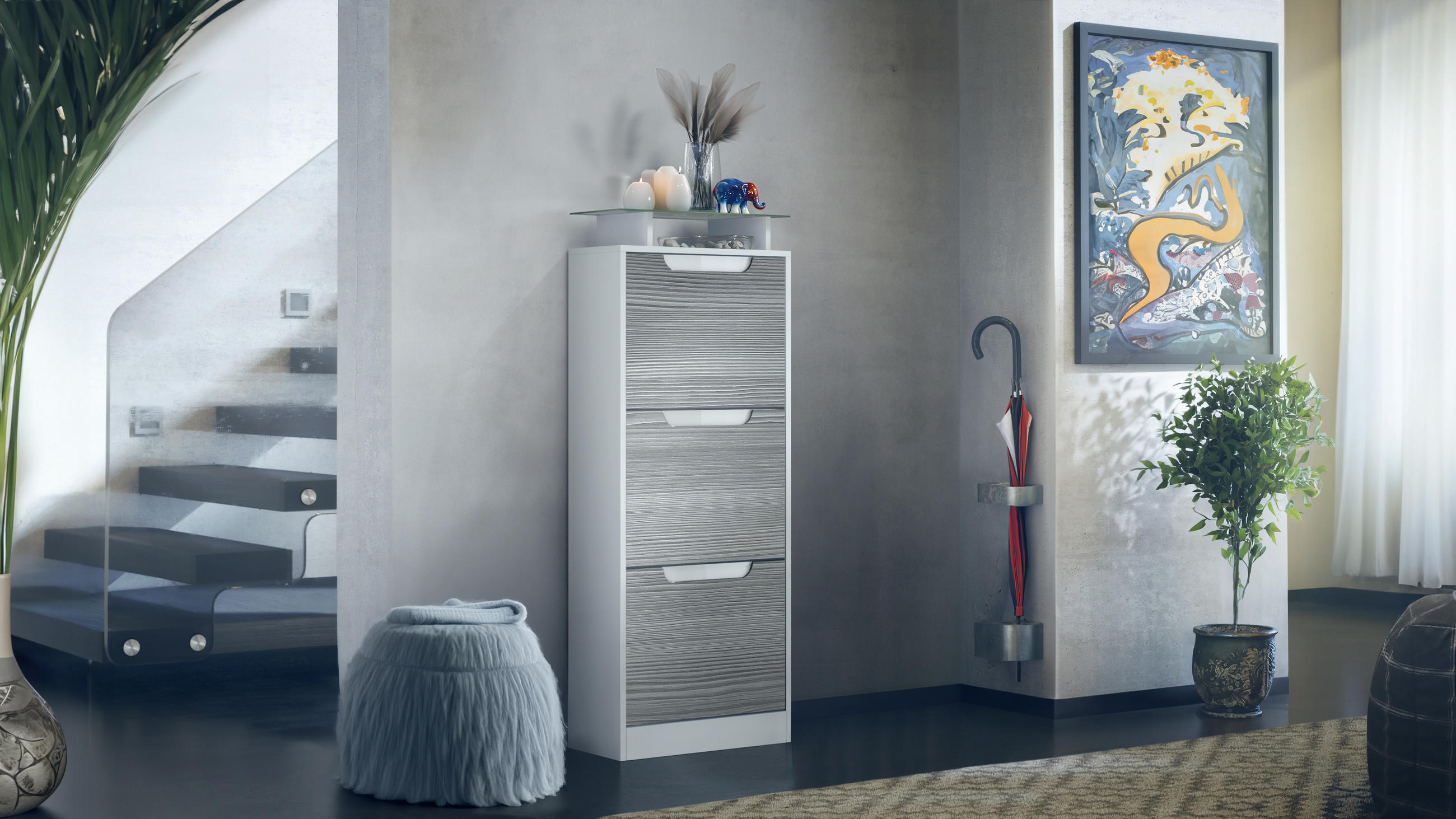 SCHUHSCHRANK Space Avola-Anthrazit - Anthrazit, Holzwerkstoff (46/128/23cm) - Vladon