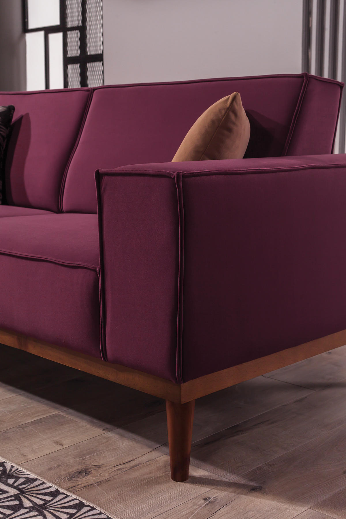 SITZGARNITUR Retry Grau Stellvariante:3+3 - Violett, Holz (227/85/100cm) - Villa Möbel