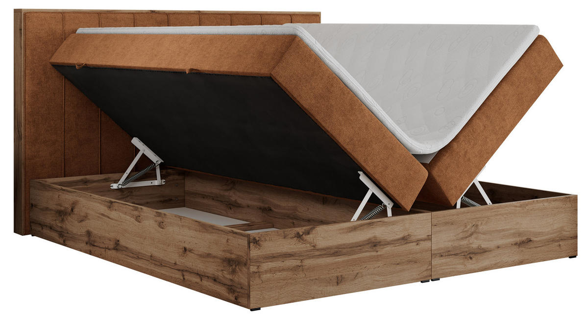 BOXBETT BELLISSIMO 180/200 Orange Struktur - H3 - Orange, Holz/Textil (180/200cm) - MKS