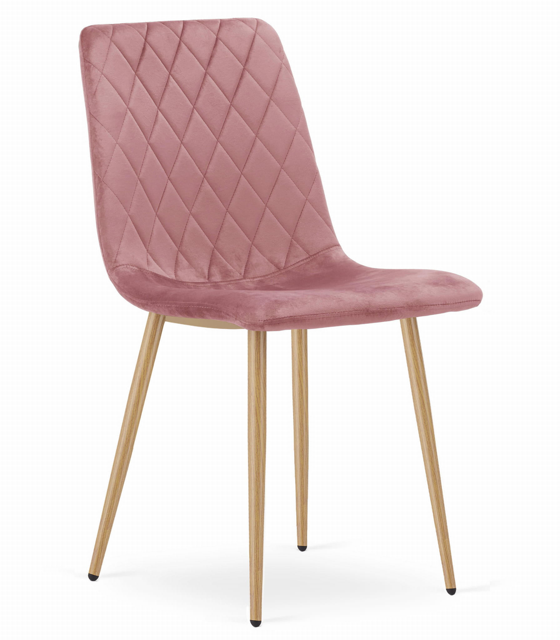 STUHL SCANNO 1 Stück, Rosa, Metallbeine in Holzfarbe, mit Samtstoff gepolstert - Rosa, Textil/Metall (45/89/53cm) - Komodee