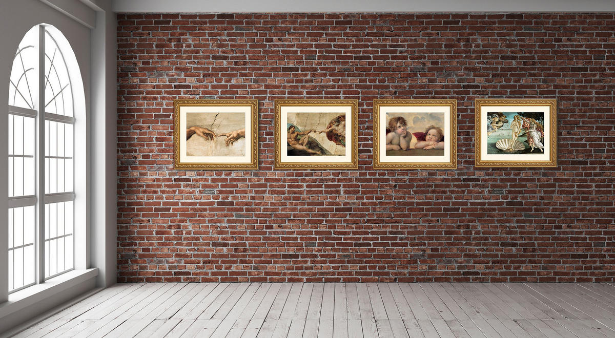 BILD gerahmt 63x53 cm Michelangelo "Hände" - Beige, Holz (63/53cm) - artissimo