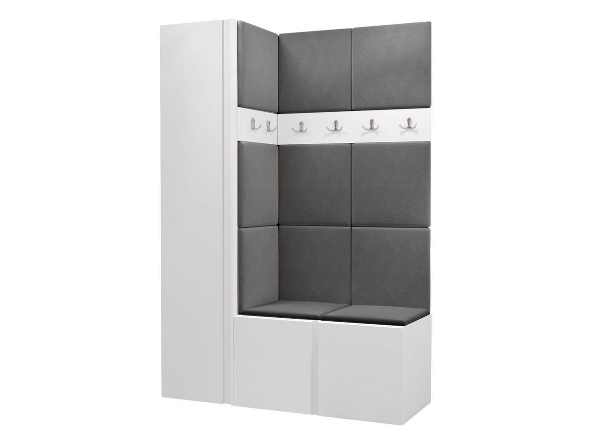 GARDEROBEN-SET Orion IX - Weiß/Grau, Holzwerkstoff/Kunststoff (124/186/46cm) - MIRJAN24