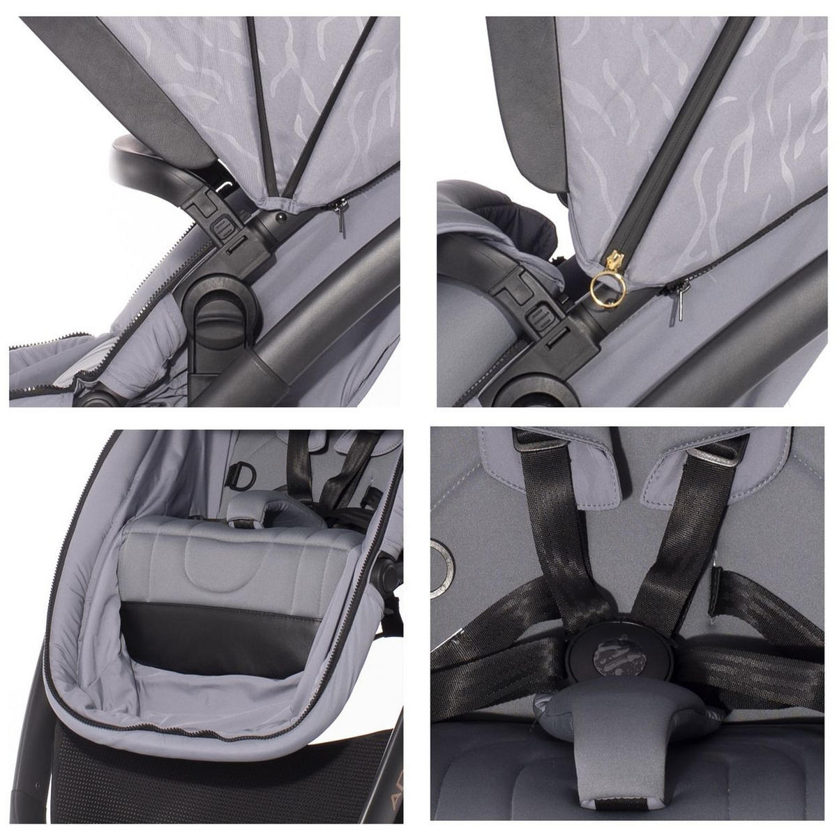 KOMBIKINDERWAGEN 2 in 1 Adria grau Alu-Rahmen Sitzeinheit umbaubar Fußsack - Grau, Metall (82/60/110cm) - Lorelli