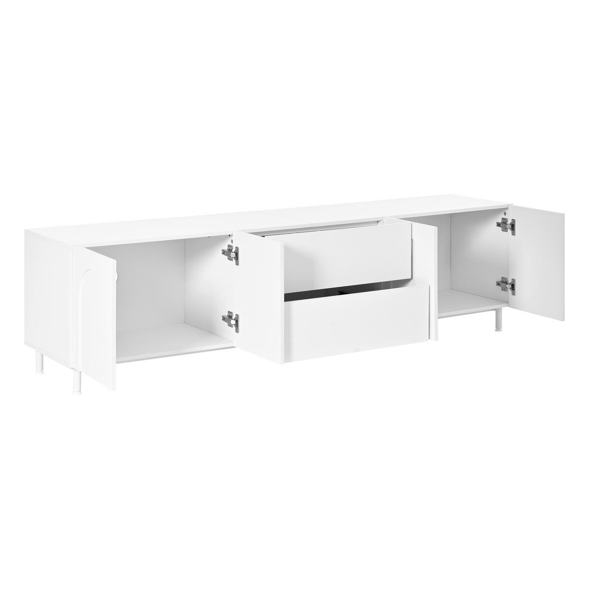 TV-SCHRANK 4 Türen 2 Schubladen Bogen Türen Modern - Weiß, Holzwerkstoff (180/48/40cm) - FLIEKS