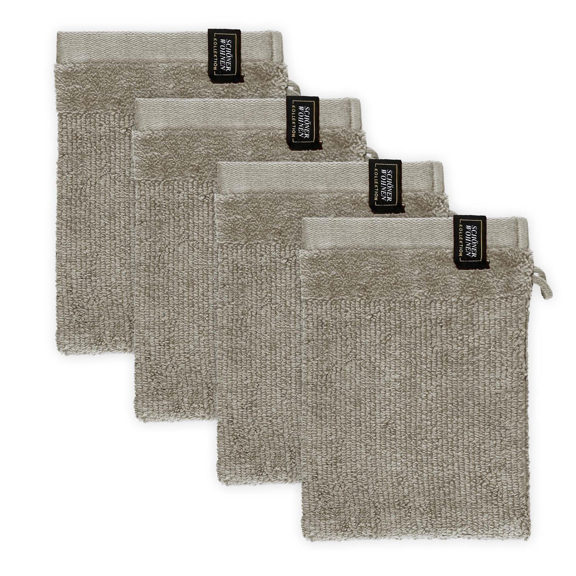 WASCHANDSCHUH BAUMWOLLE SENSE 4ER SET - Hellgrau, Textil (16/21cm) - Schöner Wohnen