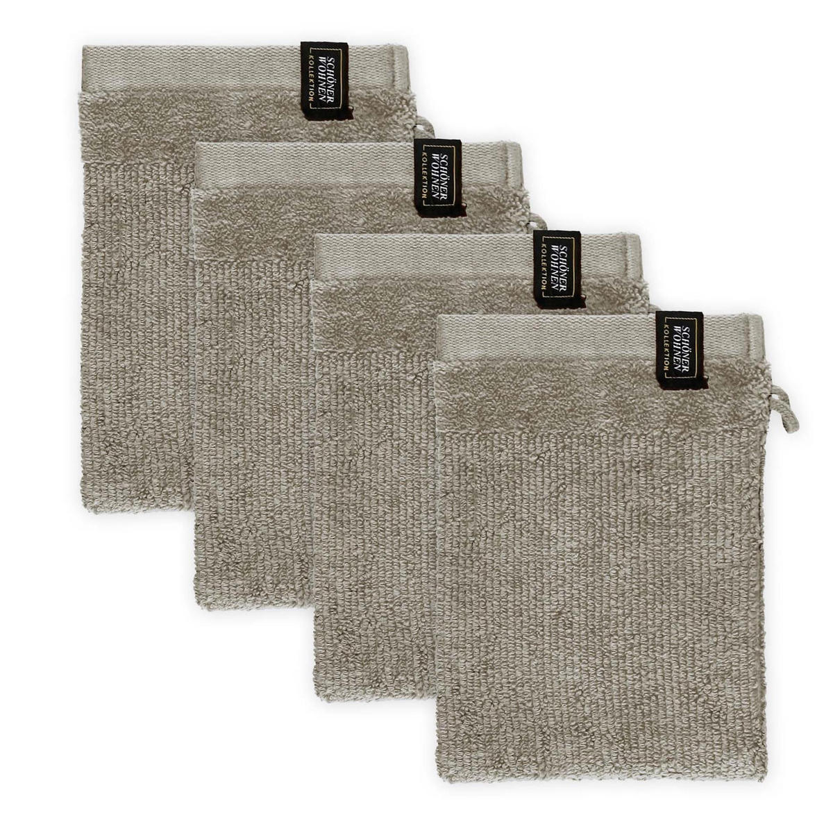 WASCHANDSCHUH BAUMWOLLE SENSE 4ER SET - Hellgrau, Textil (16/21cm) - Schöner Wohnen