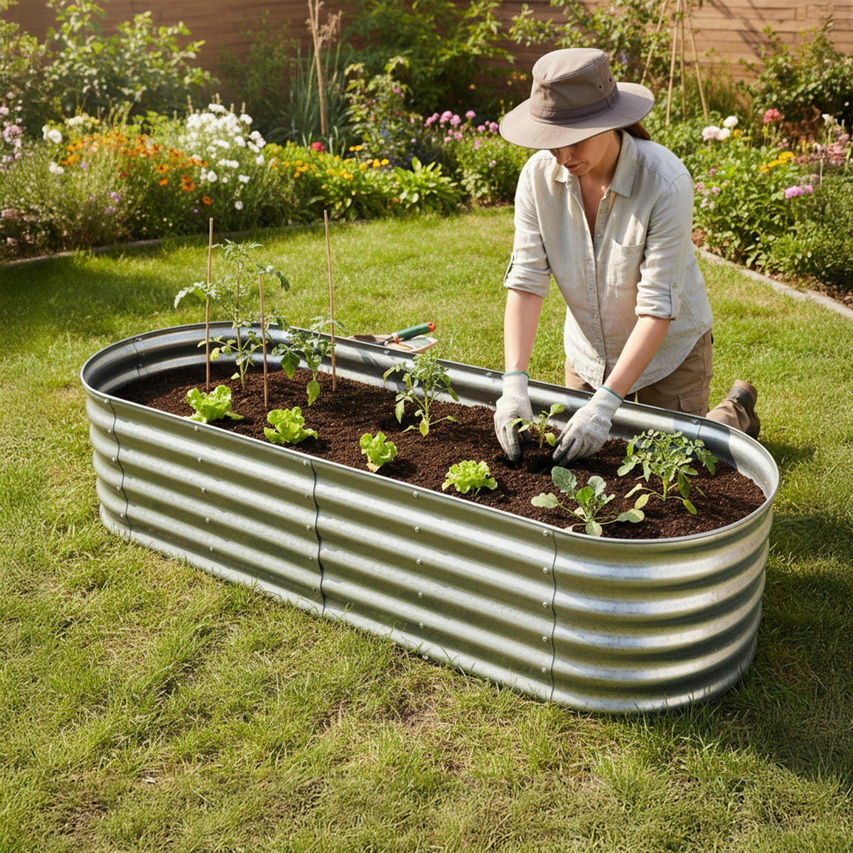 HOCHBEET - Silberfarben, Metall (200/45/60cm) - Relaxdays