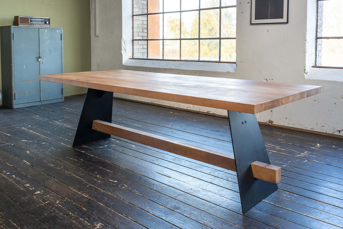 ESSTISCH MIT GERADER KANTE ARBORIO Braun Akazie - Schwarz/Braun, Holz/Metall (280/100/78cm) - KAWOLA