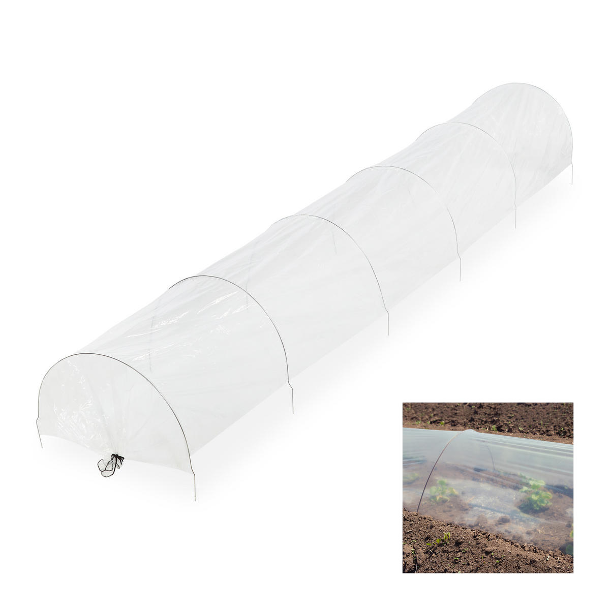 PFLANZTUNNEL - Transparent, Kunststoff/Metall (58.5/43/370cm) - Relaxdays