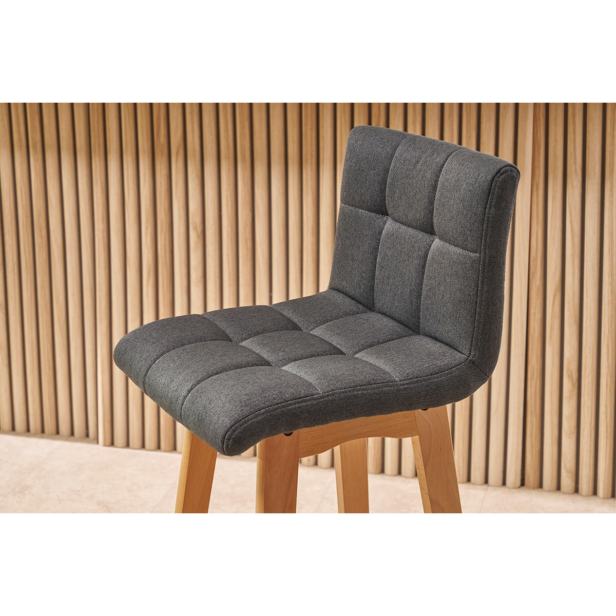 BARHOCKER Design Holz Dunkelgrau 65 cm 2er-Set KLARIS - Dunkelgrau, Holz (47/93/40cm) - Miliboo