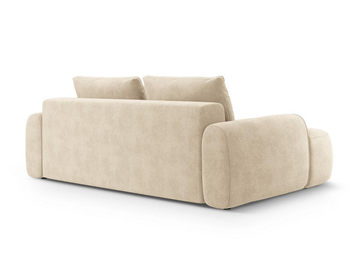 AUSKLAPPBARES-SOFA mit Bettkasten Linz aus Samt leichtes beige 4 Sitzplätze - Creme, Textil (100/84/250cm) - Cosmopolitan Design