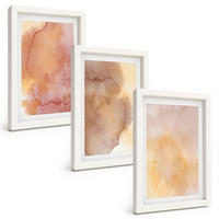 BILDER SET 3er Set - 20x30 cm Weißer Rahmen - Warme, farbenfrohe Aquarelltexturen - Weiß, Kunststoff (20/30cm) - TULUP