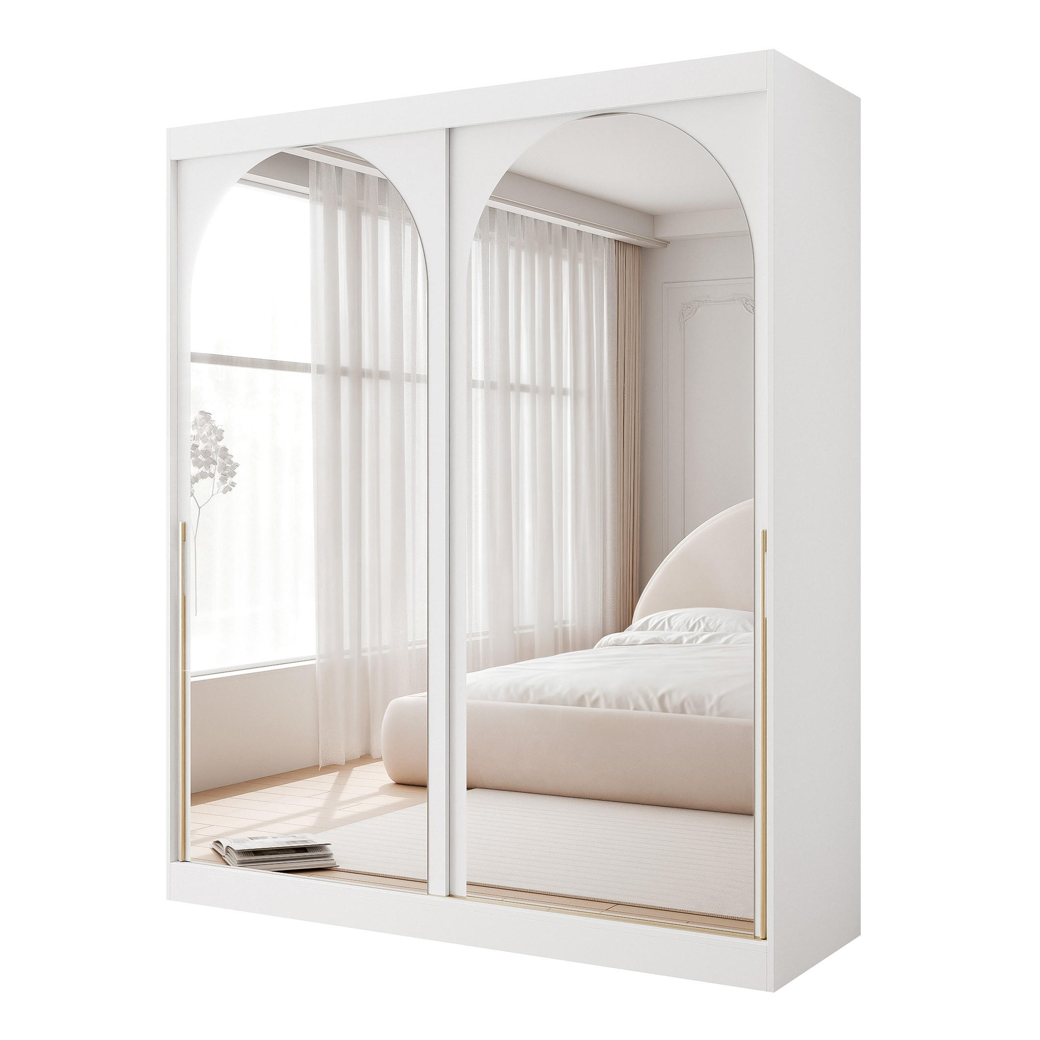 Idohome Schwebetürenschrank Weiß 150x215x65 cm