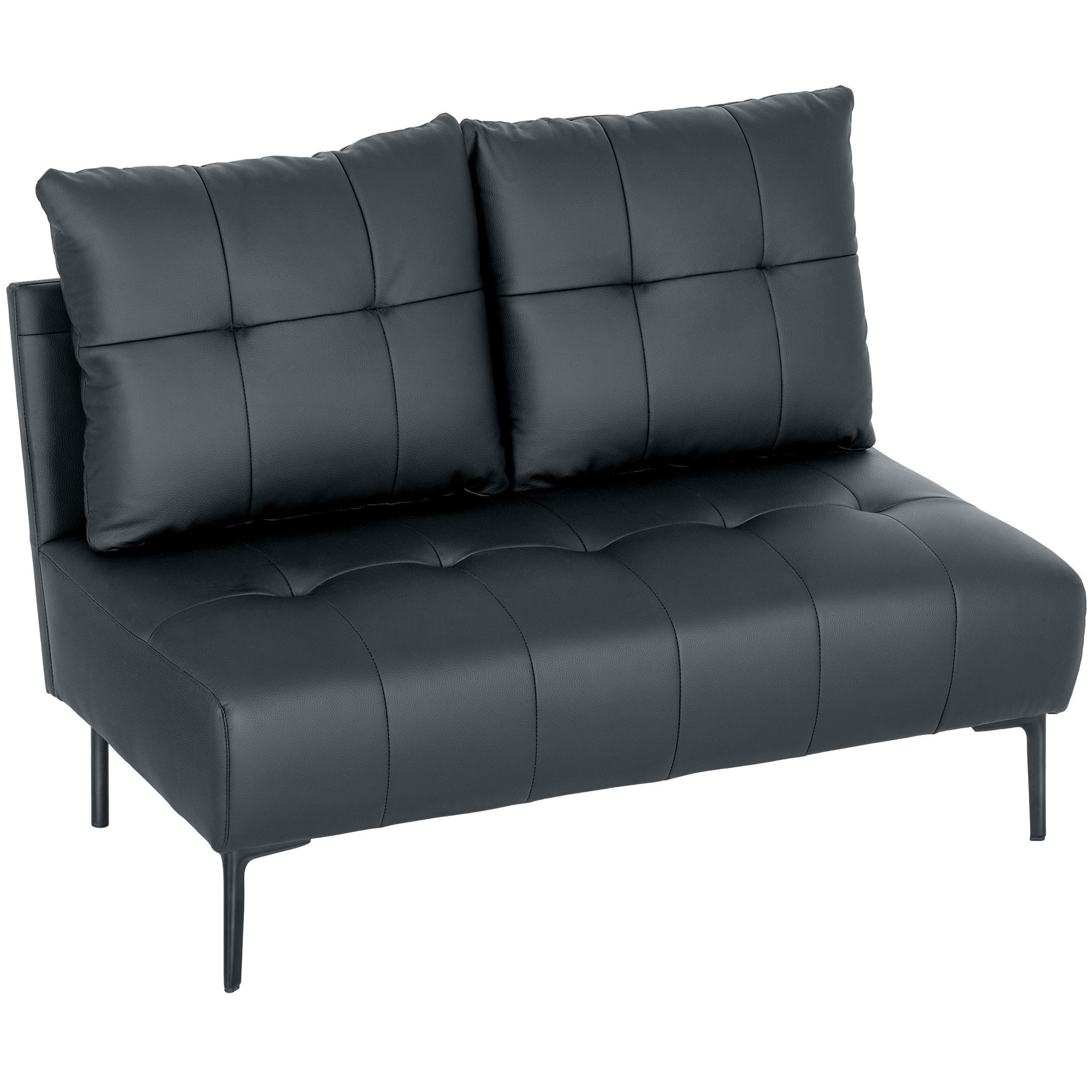 SOFA, 2-Sitzer, Kunstleder, knopfgesteppt, schwarz, 115x73x83cm - Multicolor, Holzwerkstoff (115/83/73cm) - FORIOUS