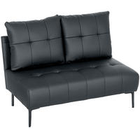 SOFA, 2-Sitzer, Kunstleder, knopfgesteppt, schwarz, 115x73x83cm - Multicolor, Holzwerkstoff (115/83/73cm) - FORIOUS