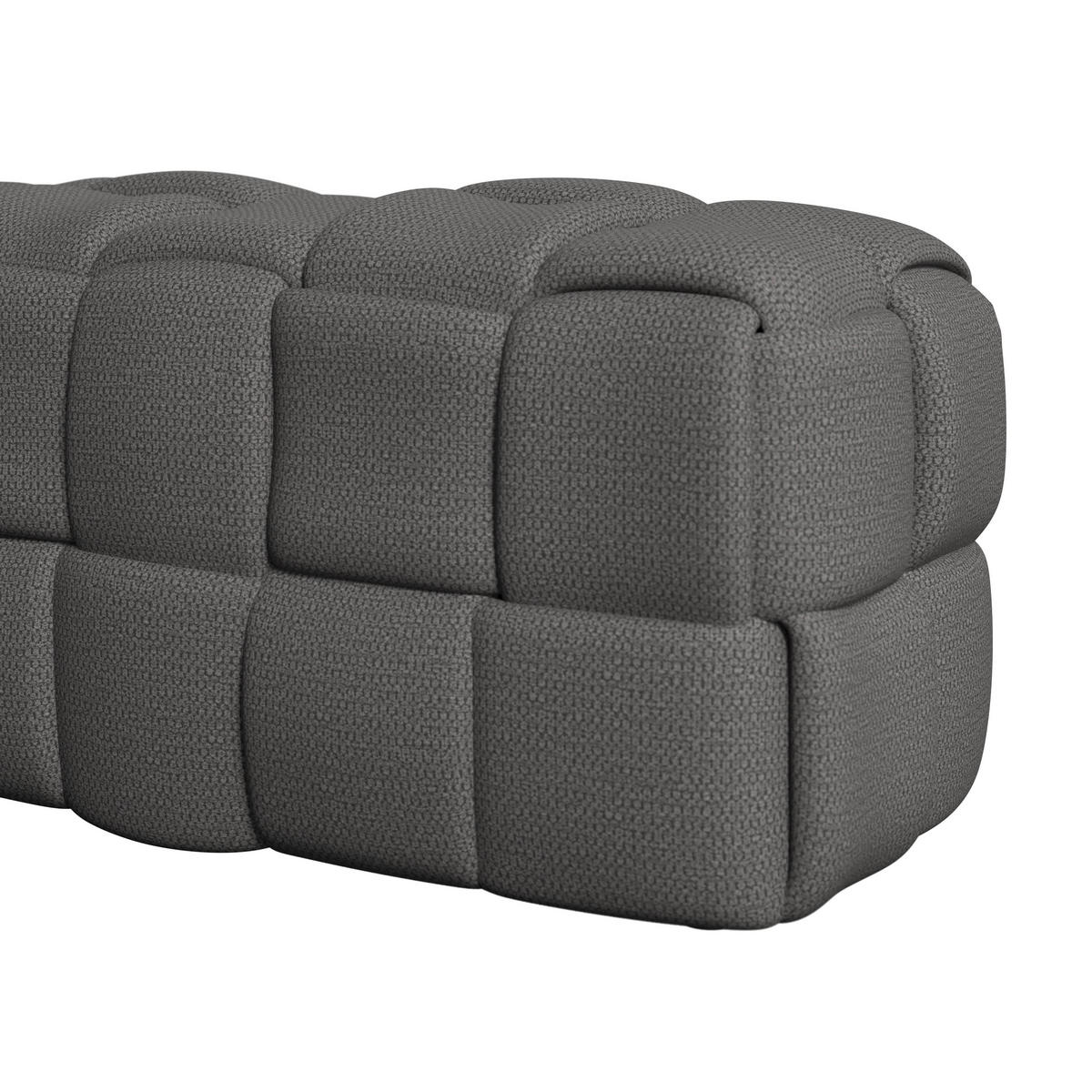 HOCKERBANK Ella Dunkelgrau Bouclé Gepolstert - Dunkelgrau, Holz (110/45/45cm) - Bessagi Home
