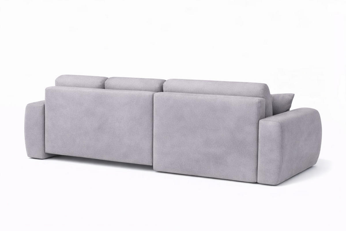 ECKSOFA Mit Schlaffunktion Und Bettkasten L-Form Ivo L, Veloursstoff Salvador, Grau, Rechts - Grau, Holz (250/142cm) - Kaiser Möbel